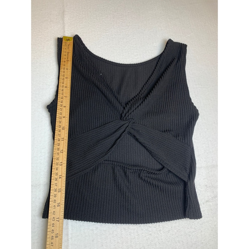 Antistar Black Ribbed Knit Twist Back Cutout Tank Top Womens Medium Preloved - Picture 5 of 6